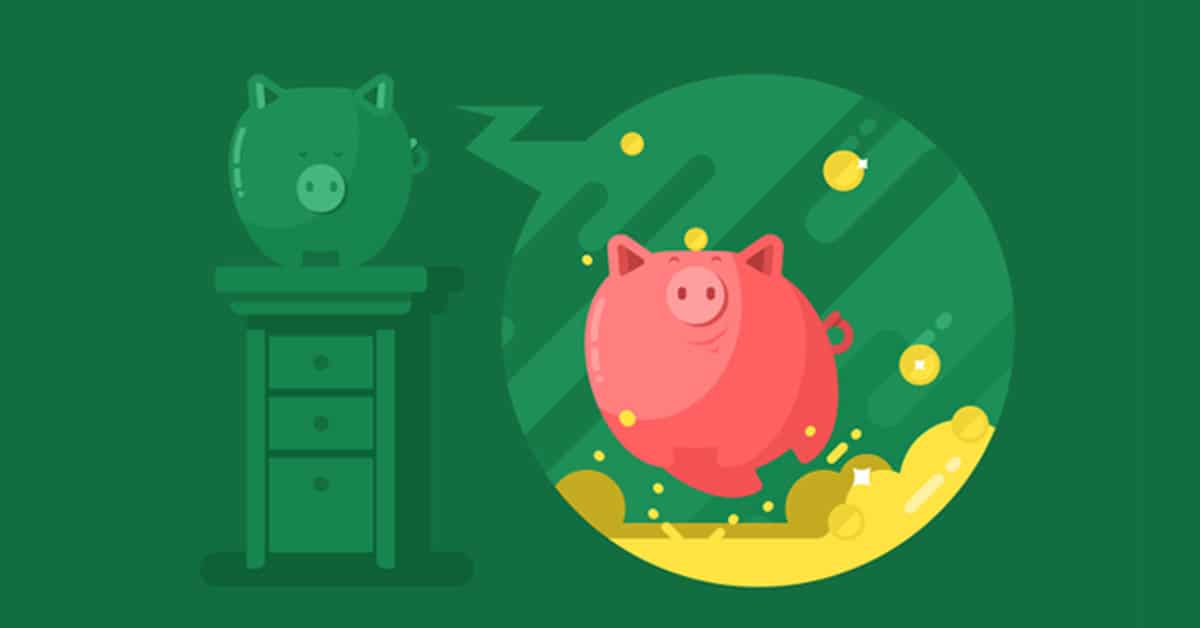 A gold coin-filled piggy bank symbolizing financial freedom.