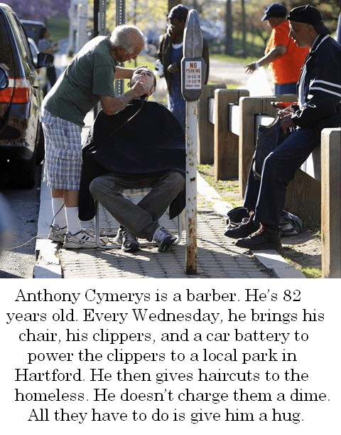 Every Wednesday, this brilliant 82 year old barber gives free haircuts to the homeless for free.
