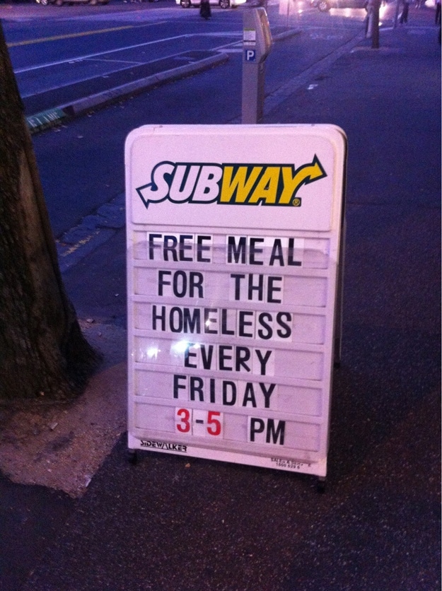 This awesome sign outside a Subway.